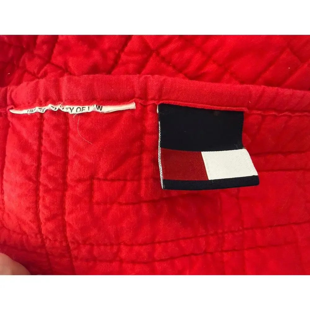 Tommy Hilfiger Red Twin Quilt T Stitching Preppy Americana Bedding 64 x 80